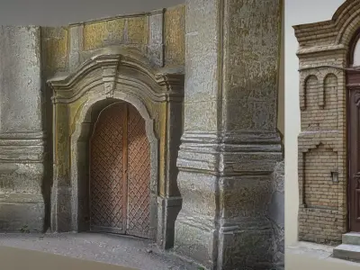 set of old decaying doors and gates 3D Model Collection