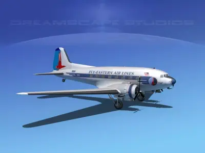 Douglas DC-3 Eastern Airlines 2 3D model
