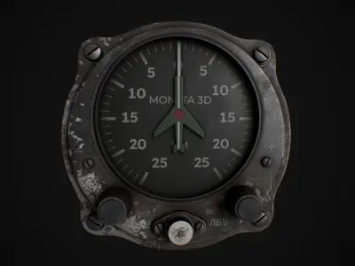 PBR Soviet Plane Navigation Compass Low-poly 3D model
