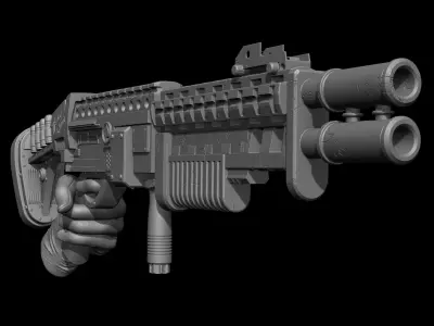 Gun with Hand 01 3D Model 3D print model