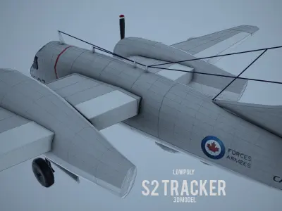 Lowpoly Grumman S-2 Tracker Low-poly 3D model