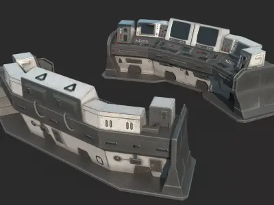 Future sci-fi interstellar early stage computer console 3D model