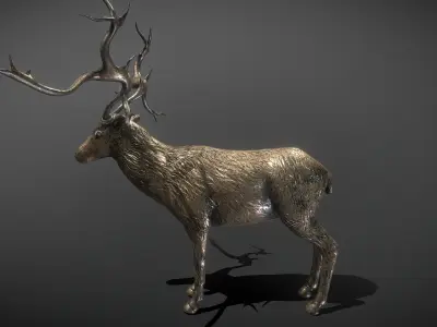 Deer Bronze Statue Low-poly 3D model