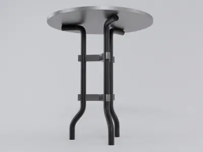 Simple Steel Round Table Free low-poly 3D model