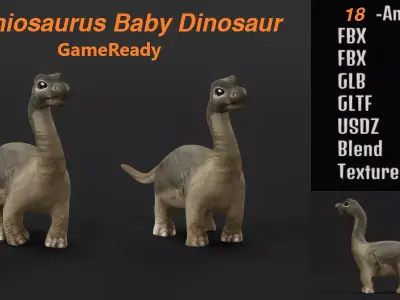 Brachiosaurus Baby Dinosaur Low-poly 3D model