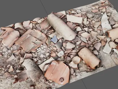Roof tiles broken into pieces 3D model
