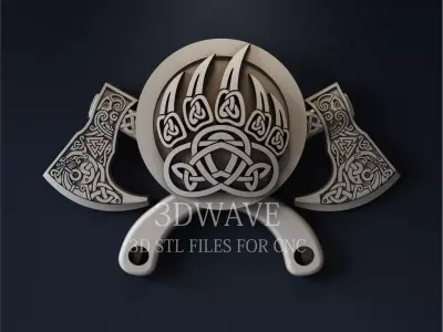 AXES AND PAW 3d stl files for CNC 3D model