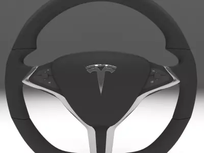 Tesla Model S Steering Wheel Low-poly 3D model