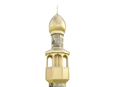 3D Minaret Model gold mosque tower Low-poly 3D model
