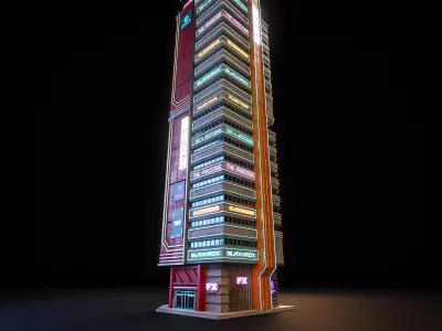 SCIFI CYBERPUNK FUTURISTIC NEON SKYSCRAPER 03 Low-poly 3D model