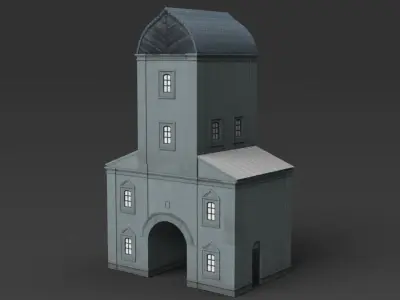 Water tower Low-poly 3D model