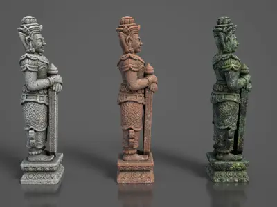 Ancient Khmer Statue 01-250522 Low-poly 3D model