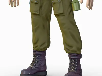 High Poly Man Leather Jacket Military Outfit Low-poly 3D model