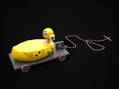 Haunting Duck Pull Along Low-poly 3D model