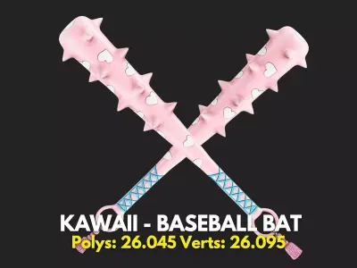 KAWAII - BASEBALL BAT - COMMERCIAL USE - WOLVES STUDIO Low-poly 3D model