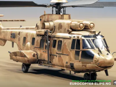 Eurocopter ELIPS NG with 6 Camouflage Skins - Game Ready Low-poly 3D model