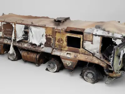 destroyed russian KAMAZ-63968 Typhoon-K MRAP vehicle 3D model