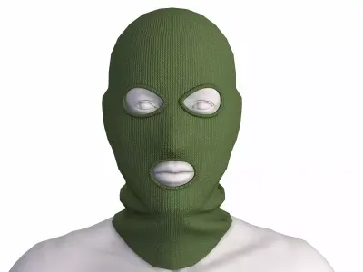 Balaclava mask khaki game ready Low-poly 3D model
