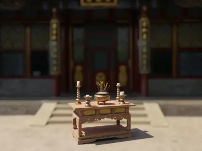 Japanese Temple Altar Low-poly 3D model