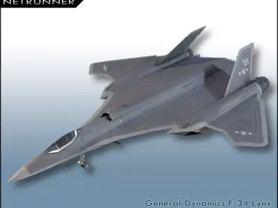 General Dynamics F-34 Lynx concept fighter Low-poly 3D model