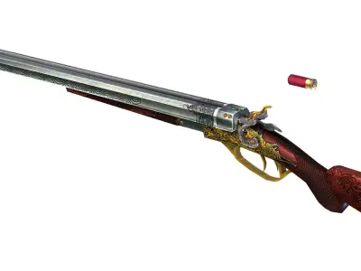 Double Barrel Shotgun 04 Low-poly 3D model