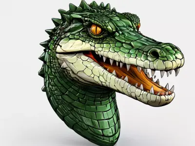 Realistic 3D Crocodile Head Model Low-poly 3D model