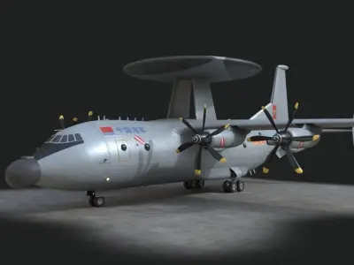 two coatings Chinese KJ500 awacs KJ-500H Yun9 Y9 Low-poly 3D model