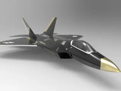 Jet F-22 Low-poly 3D model
