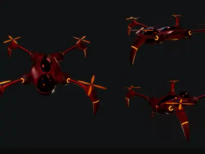 Red Drone Low-poly 3D model