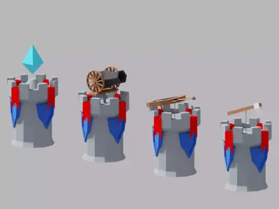 Cartoon Simple Tower Defense Assets Low-poly 3D model