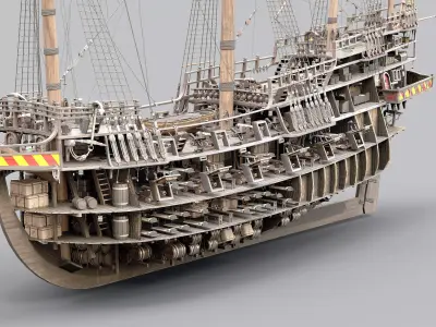 This 3D Galleon includes a fully detailed interior 02 3D model