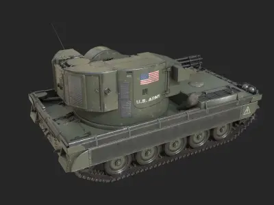 3 Coatings of US Army T249 Vigilante self-propelled AA gun Low-poly 3D model