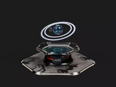 Sci-fi Command Center Table Low-poly 3D model