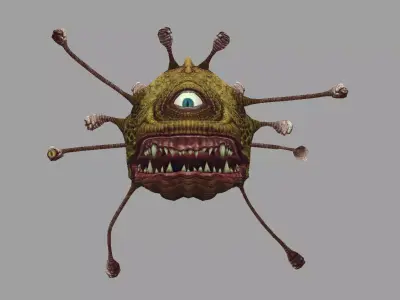 monster alien with big mouth Low-poly 3D model