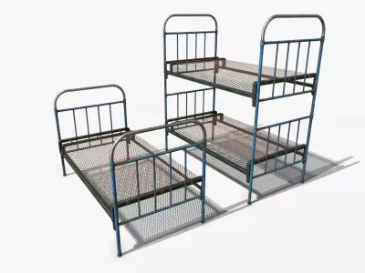 Armored old Bed  Low-poly 3D model