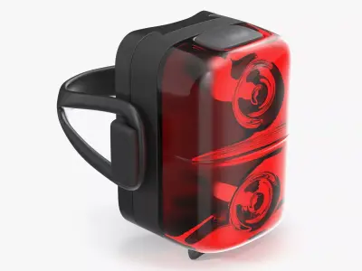Rear Bicycle LED Light Double Lens Red 3D model