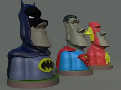 Justice League Moai 3D print model