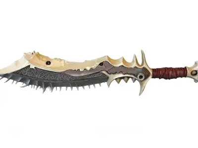 Futuristic dagger red gold High Poly Resolution 3D model
