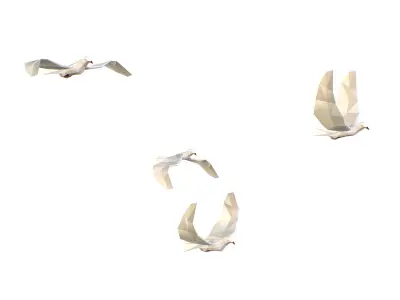 Animated White Doves Lowpoly Art Style Low-poly 3D model