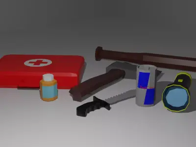 Game Ready Low Poly Survival Pack Low-poly 3D model
