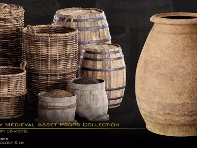 Medieval Asset Props Low-poly 3D model