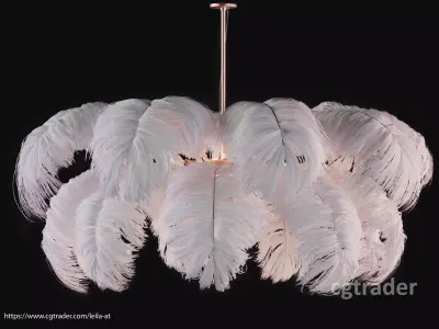 Feather Modern Chandelier  Vray - CORONA - FBX - OBJ 3D model