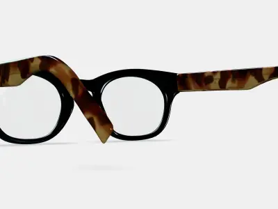 Kimball Eyeglasses in Jet Black with Brioche Tortoise 3D model