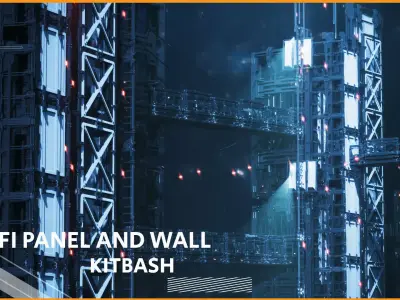  26 Sci fi Industrial panel Kitbash 3D model