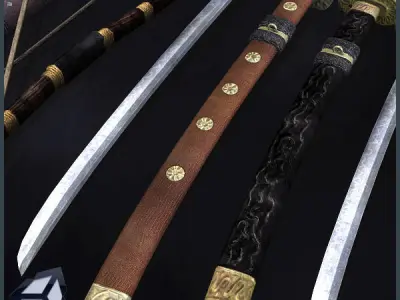 Samurai Weapons Low-poly 3D model