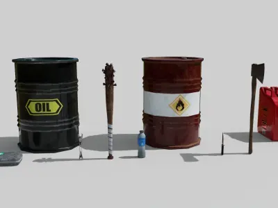 Low Poly Apocalyptic Survival Asset Pack Low-poly 3D model