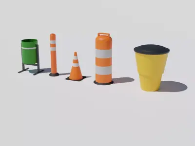 Traffic signs Free low-poly 3D model
