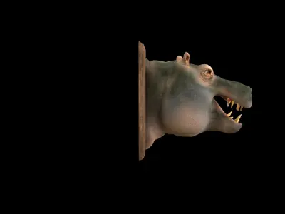 Hippopotamus - Hippo - Head - PBR - Textured Low-poly 3D model