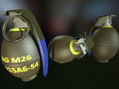 M-26 Frag Grenade Low-poly 3D model