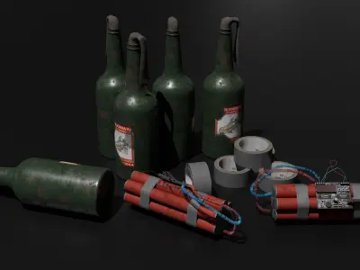 Molotov Cocktail - Dynamite Explosives Pack 3D model